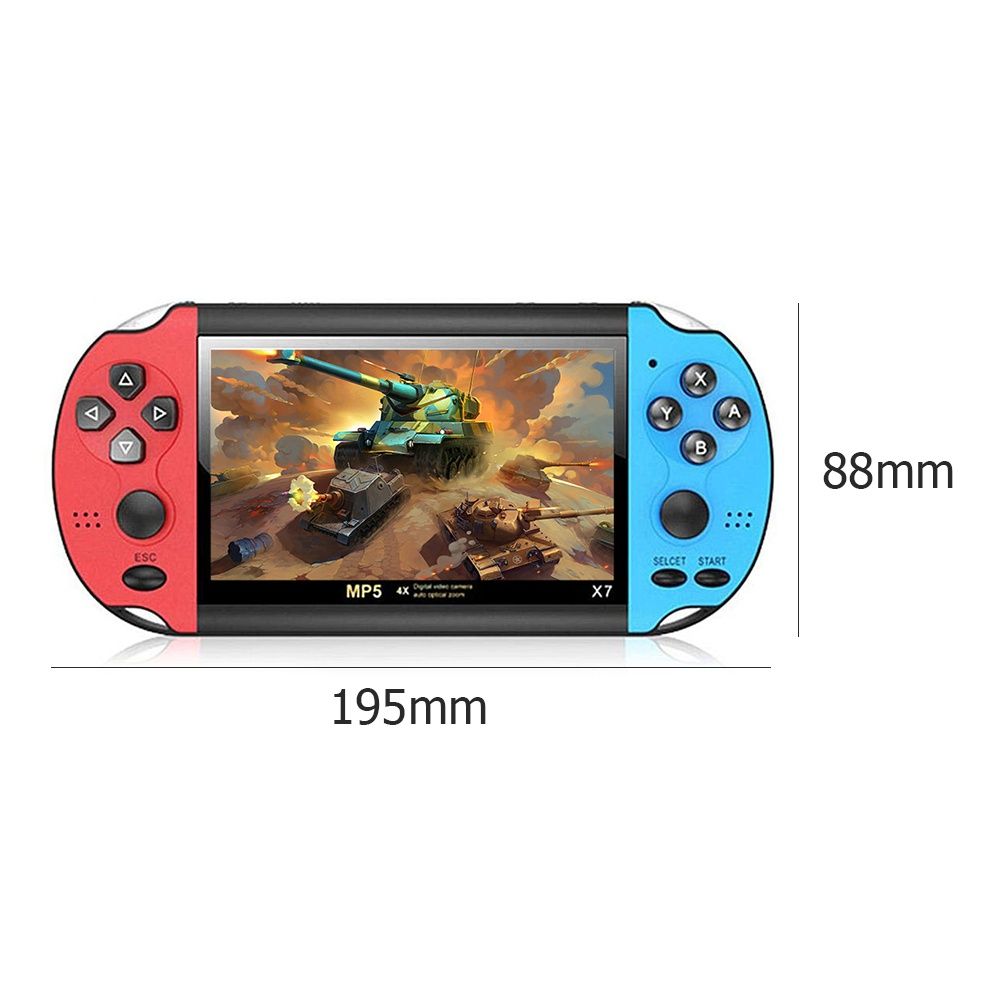 X7 Handheld Game Player 4.3 Inch LCD Display 8GB Double-rocker 3000 Classic Game Retro Mini Pocket Game Console MP5 Video Player（Blue&Pink)