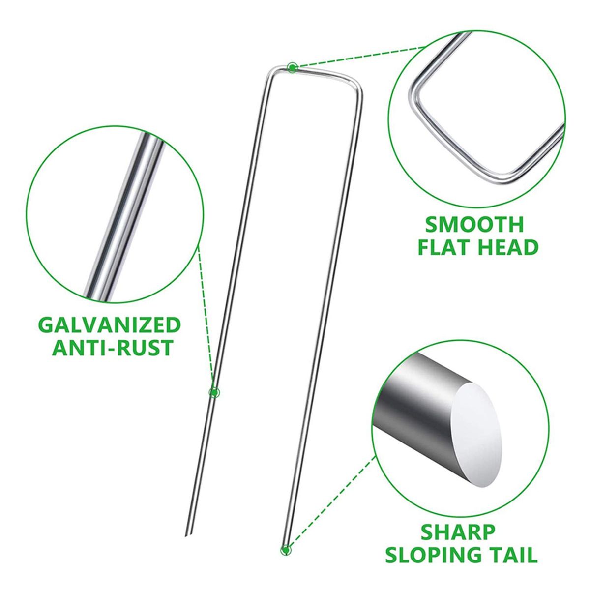 50 Pc -  6-Inch Landscape Staples SOD - Special Round Pins