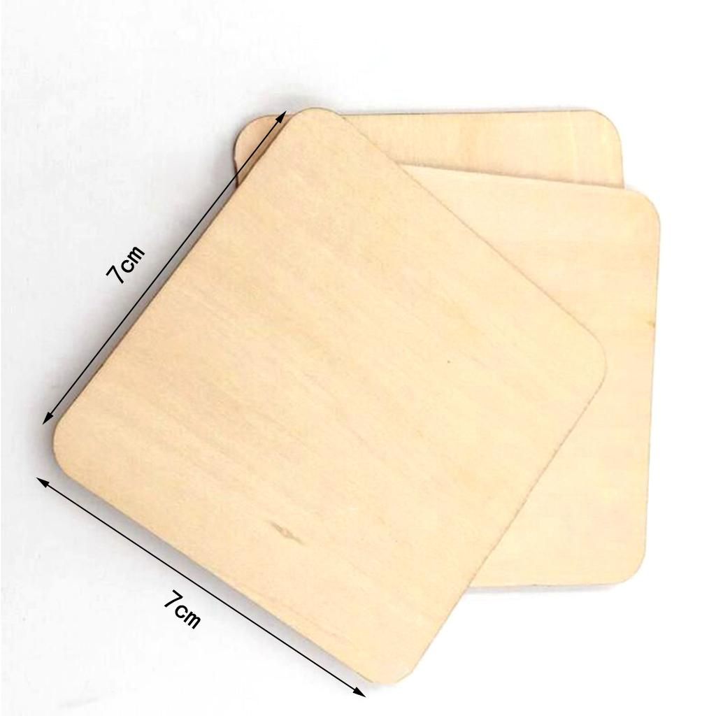 Blesiya 10x Wooden Square Coaster Plain  Blank Plaque DIY