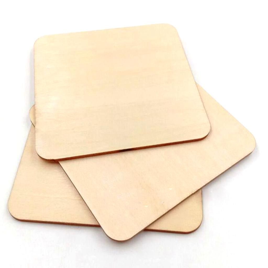 Blesiya 10x Wooden Square Coaster Plain  Blank Plaque DIY