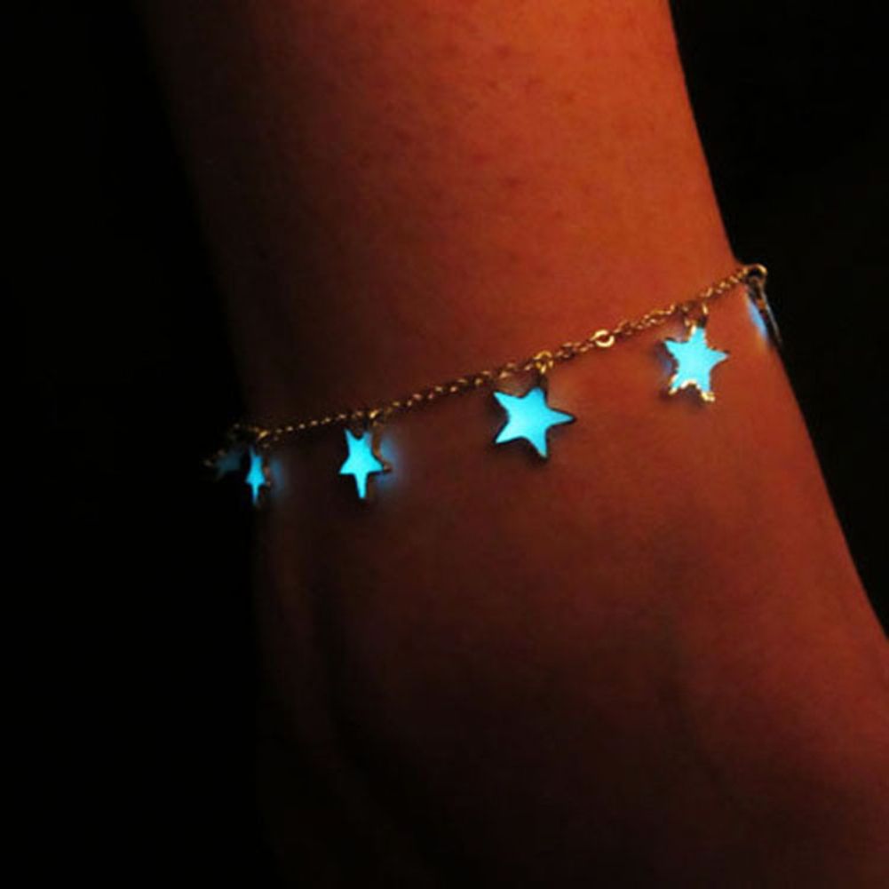 Little Star Heart Flower Glow In The Dark Ankle Bracelet Anklet Jewelry-Heart