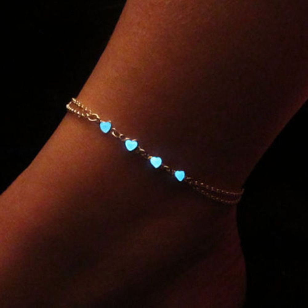 Little Star Heart Flower Glow In The Dark Ankle Bracelet Anklet Jewelry-Heart