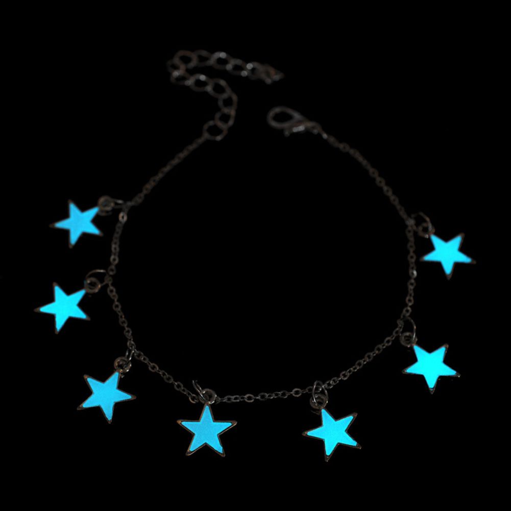 Little Star Heart Flower Glow In The Dark Ankle Bracelet Anklet Jewelry-Heart