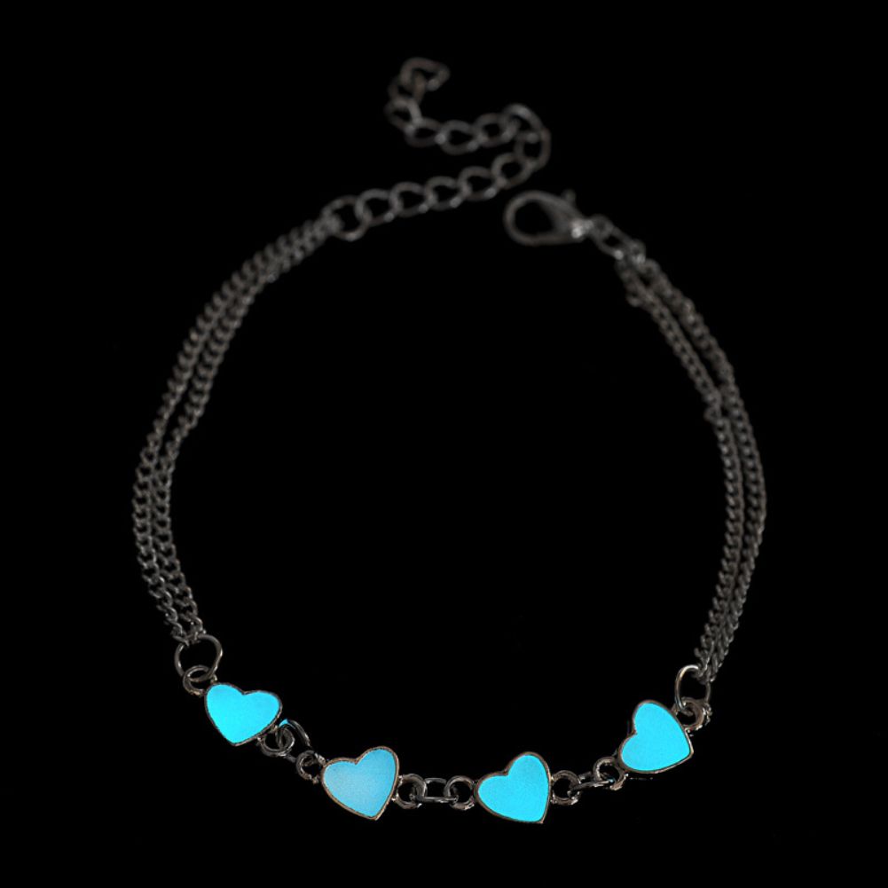 Little Star Heart Flower Glow In The Dark Ankle Bracelet Anklet Jewelry-Heart