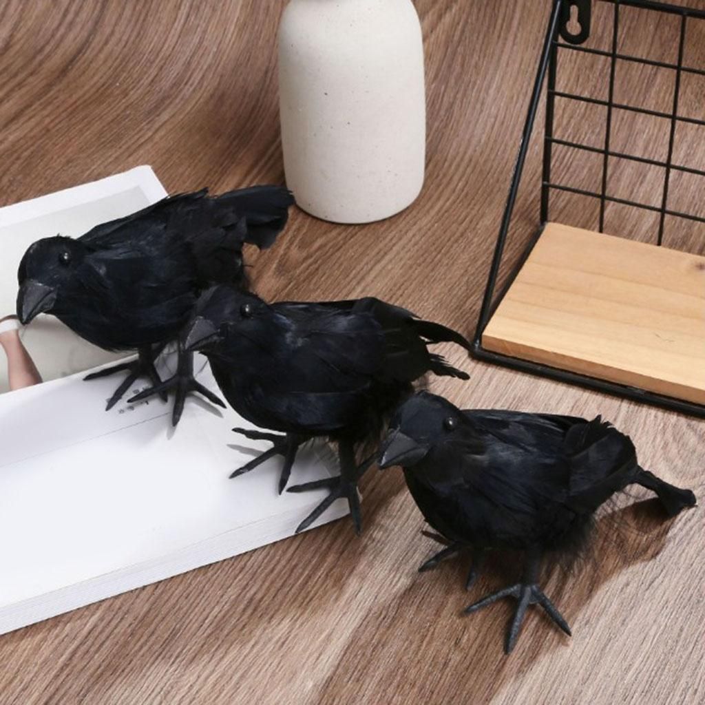 Halloween Artificial Black Raven Crow Feather Birds Flying Black Raven