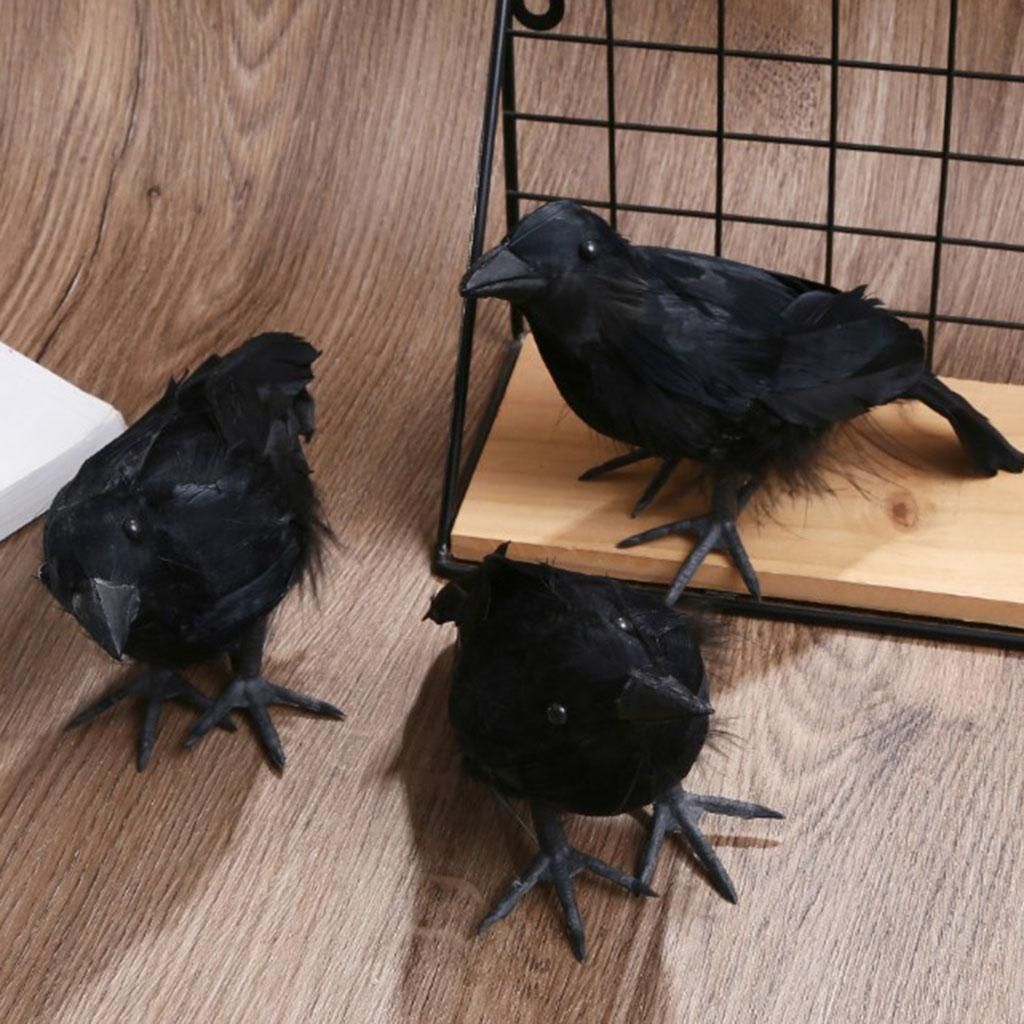 Halloween Artificial Black Raven Crow Feather Birds Flying Black Raven
