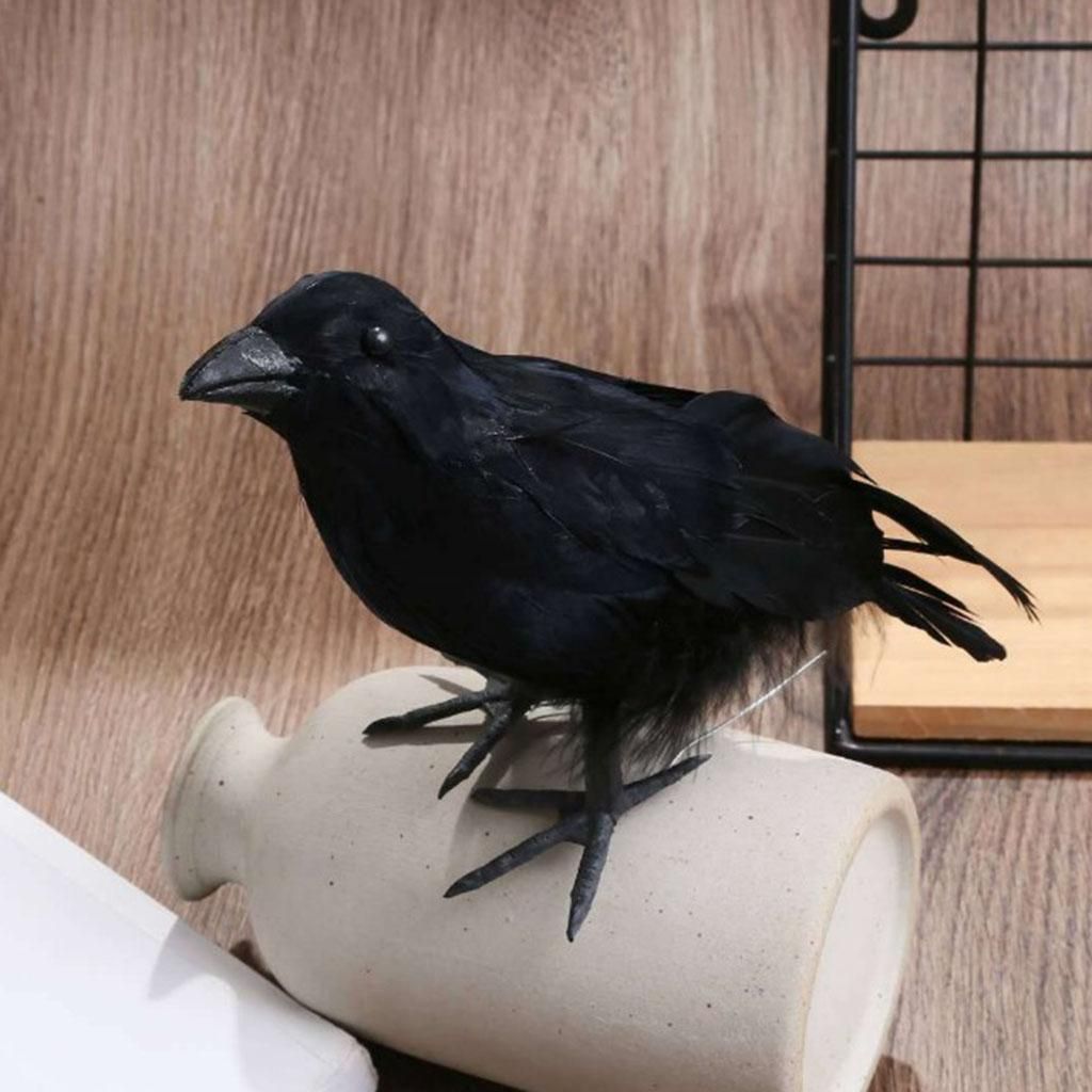 Halloween Artificial Black Raven Crow Feather Birds Flying Black Raven