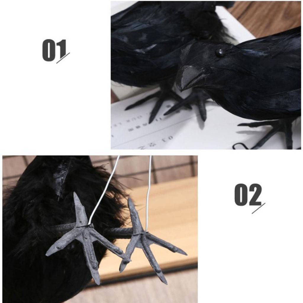 Halloween Artificial Black Raven Crow Feather Birds Flying Black Raven