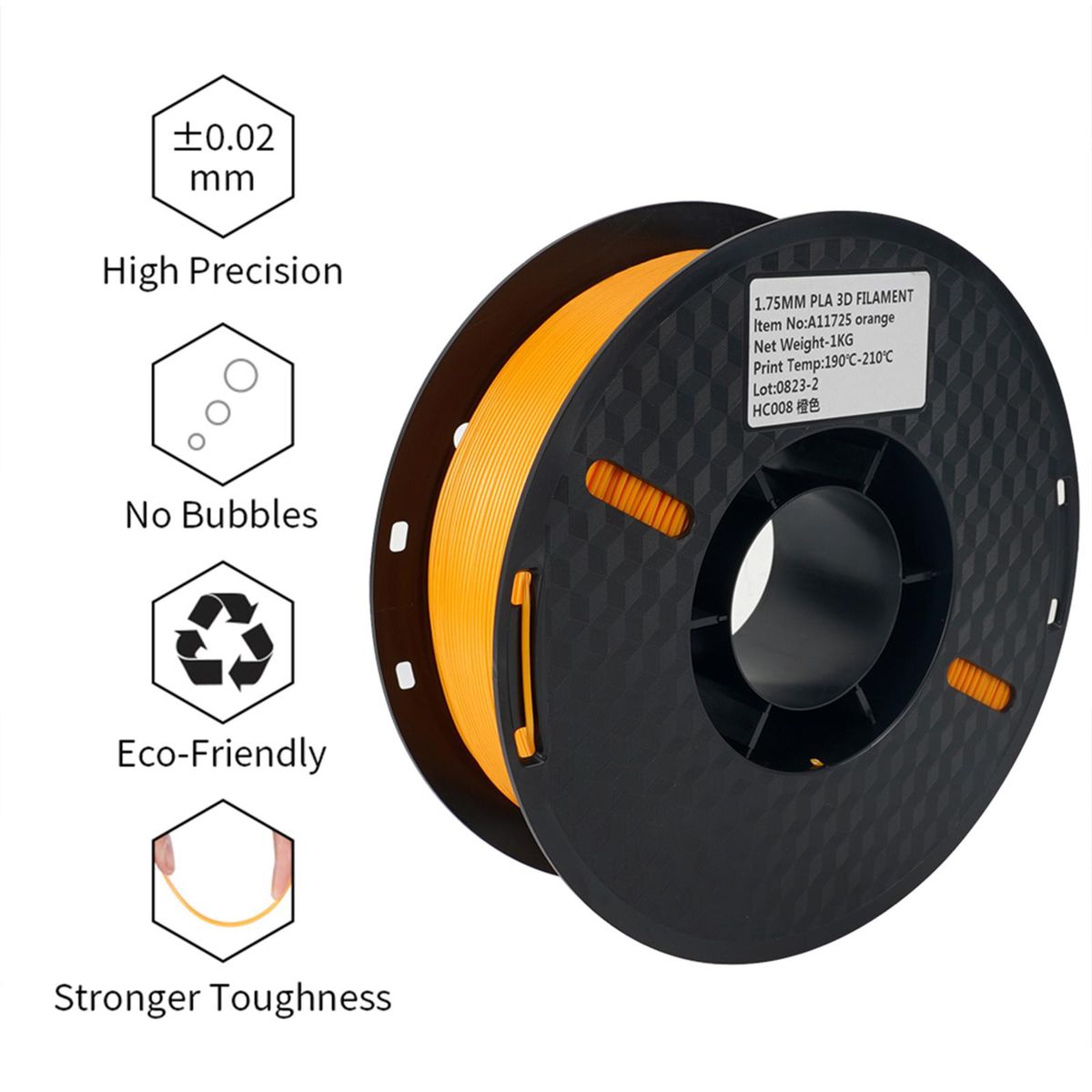 KINGROON 3D Printer PLA Filament 1KG 1.75mm High Quality 3D Printing Material Degradable Eco-friendly Plastic Dimensional Accuracy +/-0.02mm Standard 1 Rolls