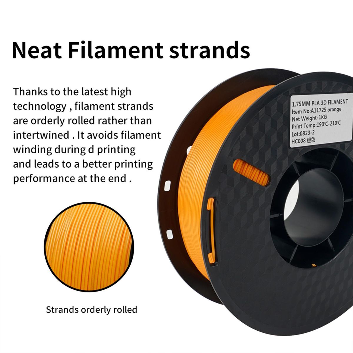 KINGROON 3D Printer PLA Filament 1KG 1.75mm High Quality 3D Printing Material Degradable Eco-friendly Plastic Dimensional Accuracy +/-0.02mm Standard 1 Rolls