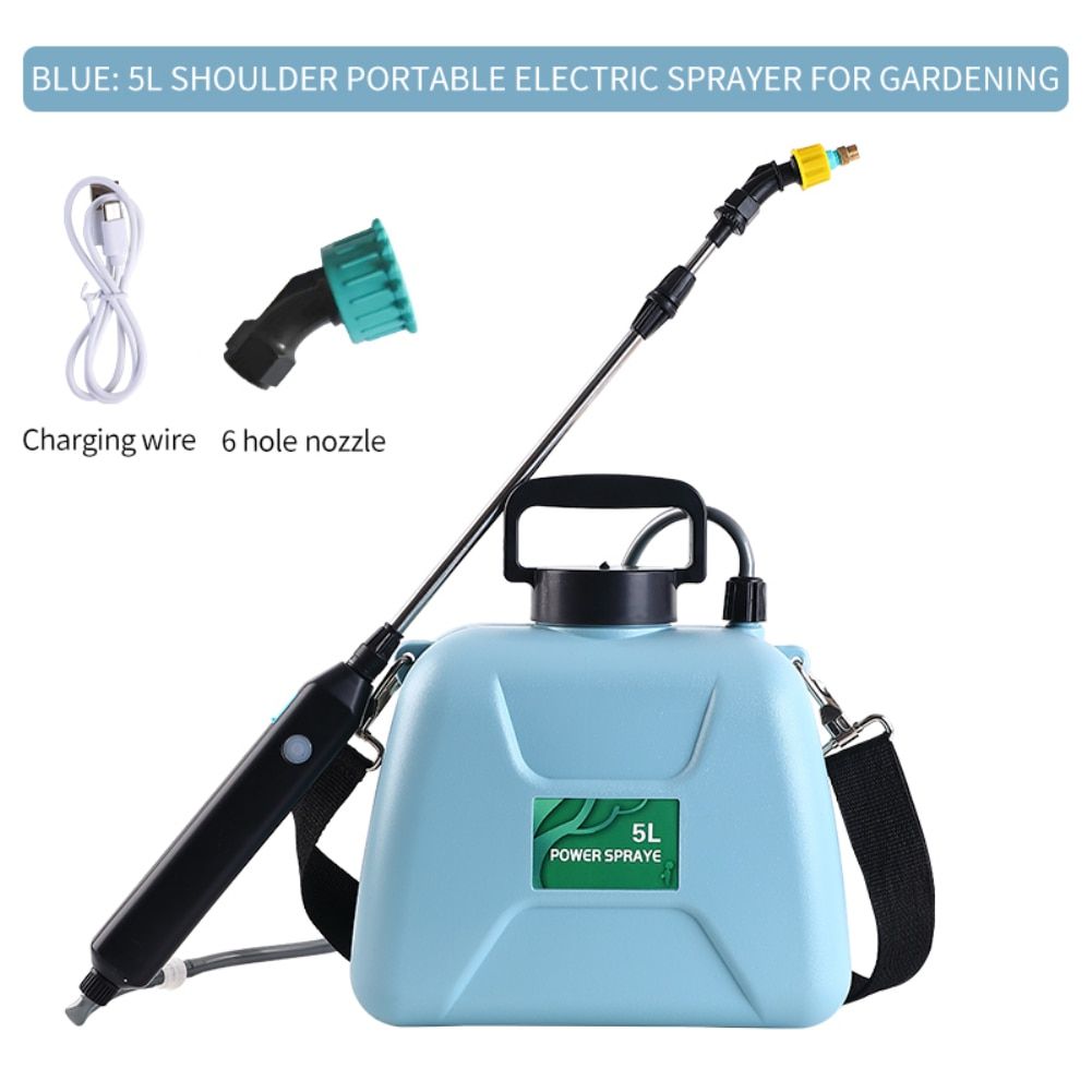 Garden Shoulder Electric Sprayer 5L Rechargeable Garden Sprayer Garden Tools Thickened Backpack Agricultural Sprayer Blue