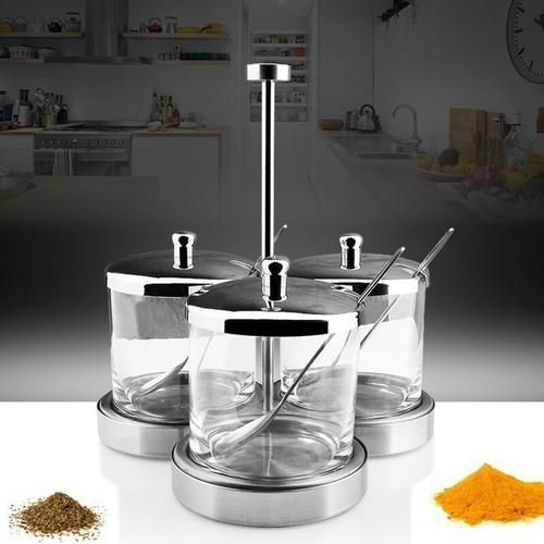 Spice Seasoning Storage Rack Stand Holder Pepper Salt Shakers Kitchen Organizer Shelf Condiment Sprays Box 4pcs/set