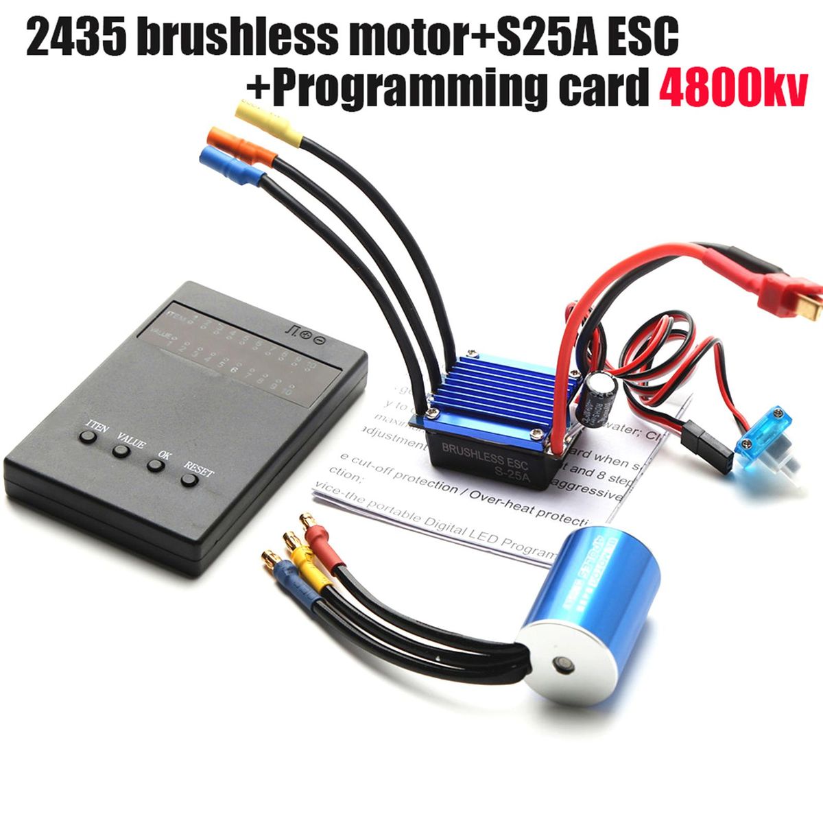 2435 4800KV Brushless Motor and 25A ESC Programming Card Replacement for HSP Wltoys 1/16 1/18 Remote Control Truck Car