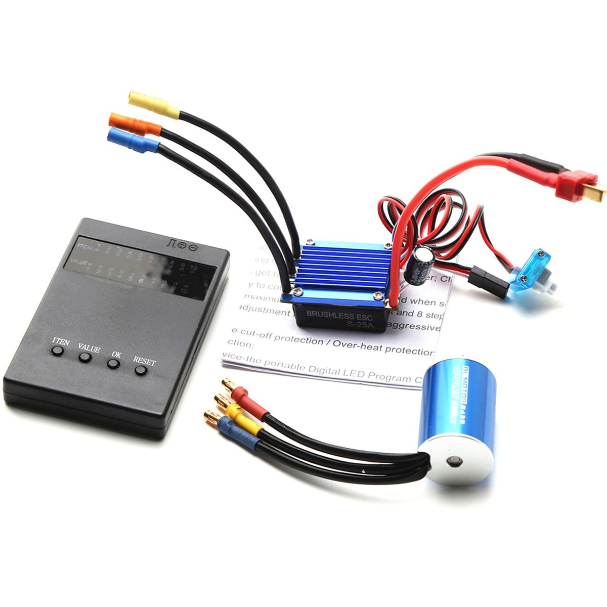 2435 4800KV Brushless Motor and 25A ESC Programming Card Replacement for HSP Wltoys 1/16 1/18 Remote Control Truck Car