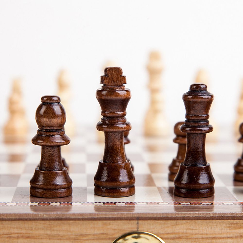 3-in-1 Multifunctional Wooden Chess Set Folding Chessboard