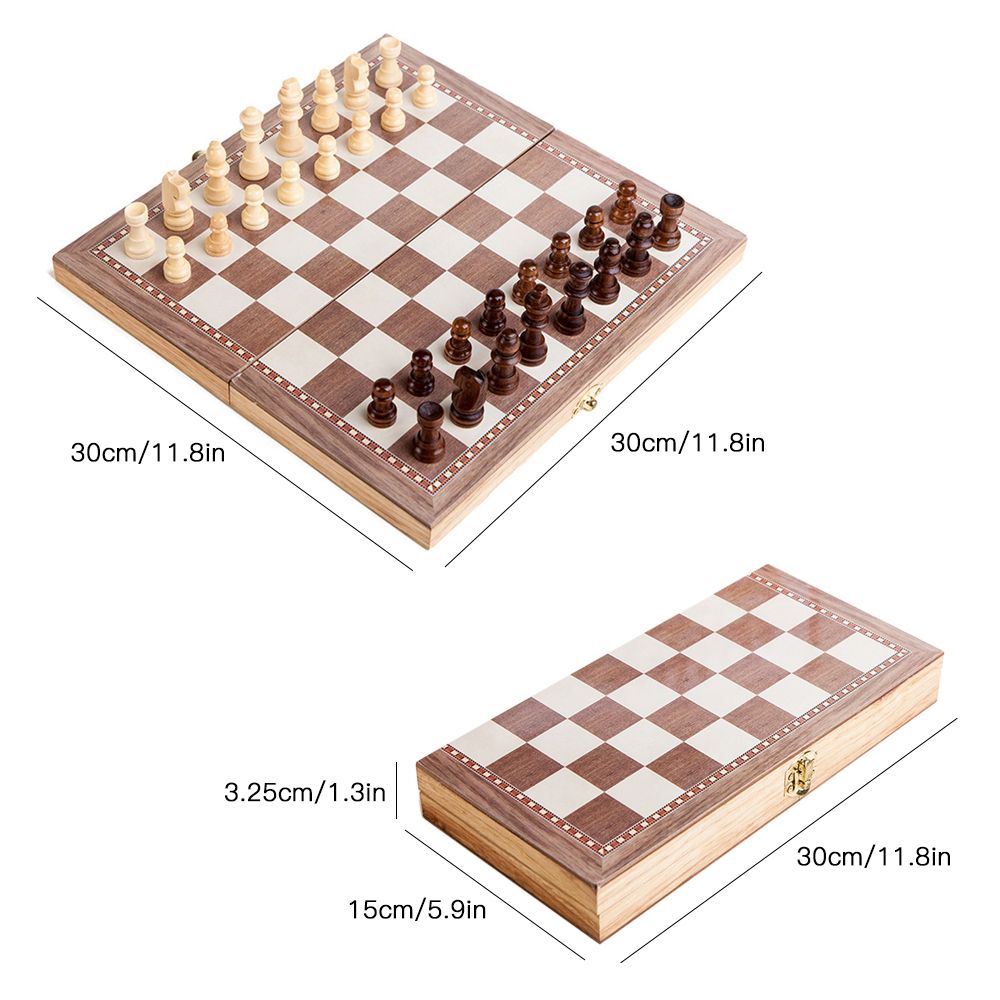 3-in-1 Multifunctional Wooden Chess Set Folding Chessboard