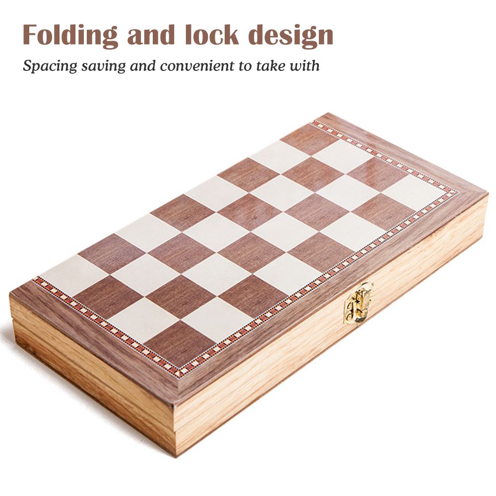 3-in-1 Multifunctional Wooden Chess Set Folding Chessboard
