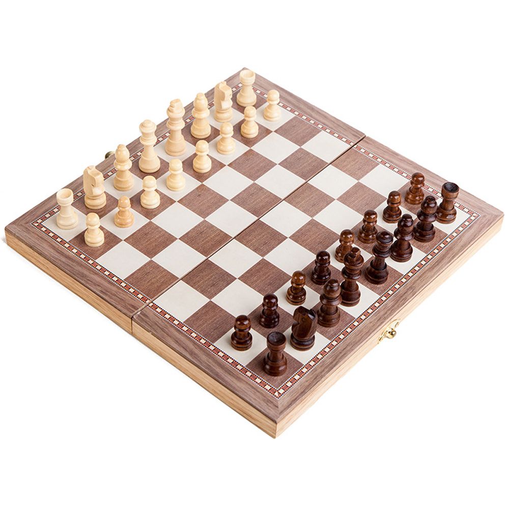 3-in-1 Multifunctional Wooden Chess Set Folding Chessboard