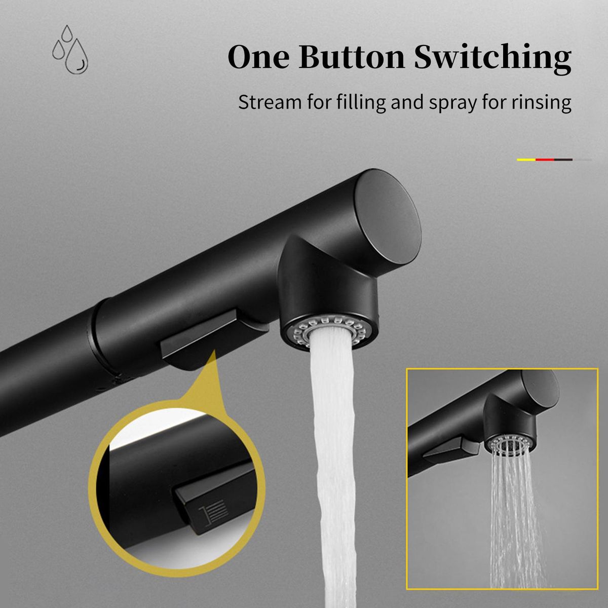 360°Swivel Pull Out Kitchen Faucets with 2 Spray Modes Bathroom Sink Faucets Pull Down Sprayer Ceramic Valve Basin Water Tap with Cold & Hot Water Inlet Pipes