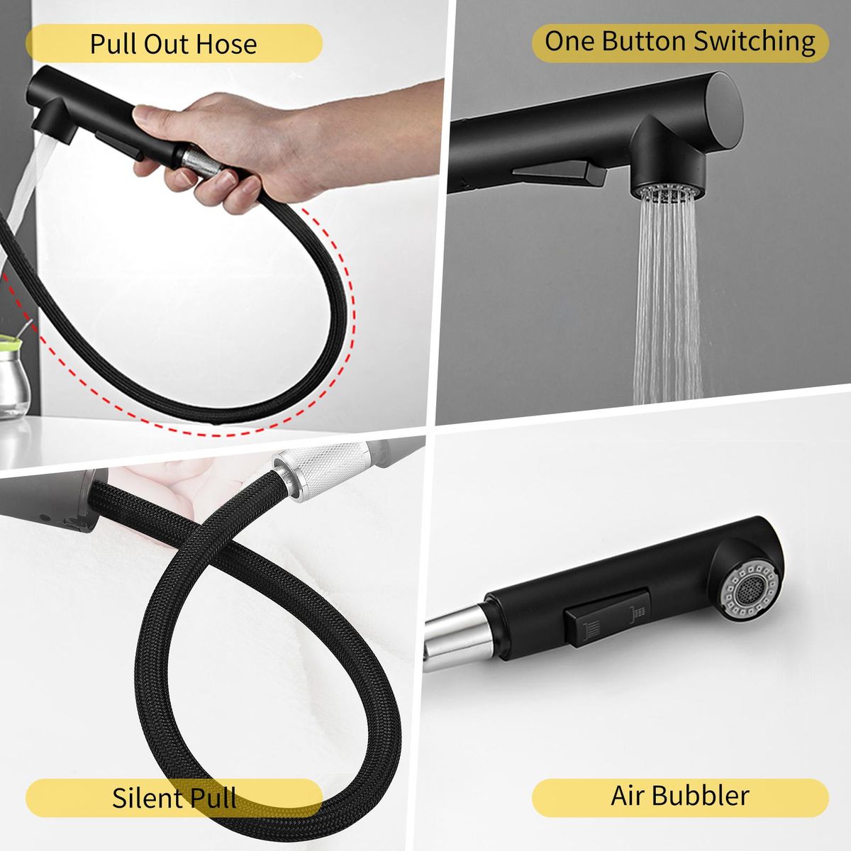 360°Swivel Pull Out Kitchen Faucets with 2 Spray Modes Bathroom Sink Faucets Pull Down Sprayer Ceramic Valve Basin Water Tap with Cold & Hot Water Inlet Pipes