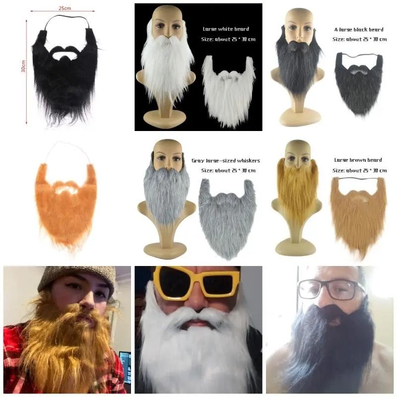Long Fluffy Bushy Full Fake Beards Moustache Funny Prop
