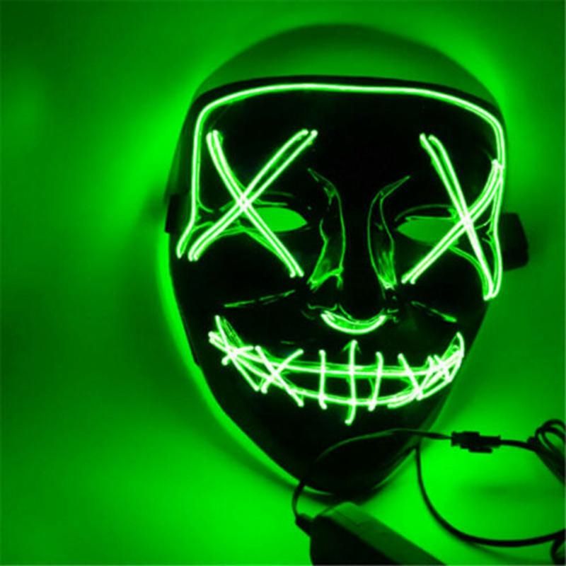 Cosplay the Up Wire Purge Mask Costume Halloween Light Scary Led Fluorescent Red