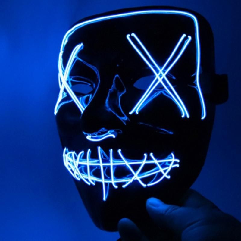 Cosplay the Up Wire Purge Mask Costume Halloween Light Scary Led Fluorescent Red