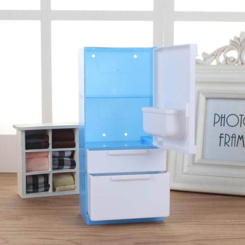 18cm Refrigerator Play Set Doll House Doll Fridge Barbie