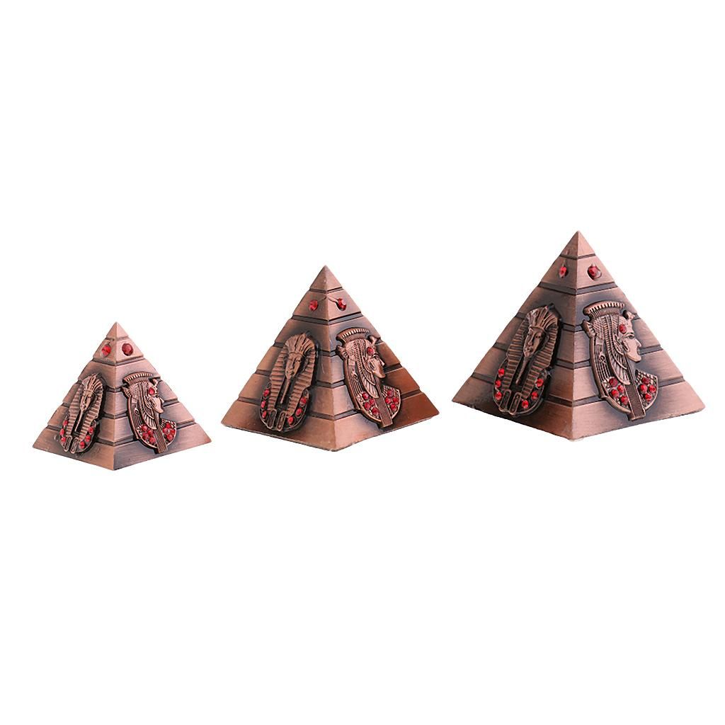 3pcs/set Handwork Metal Pyramid Model Keepsake Urn Craft Copper