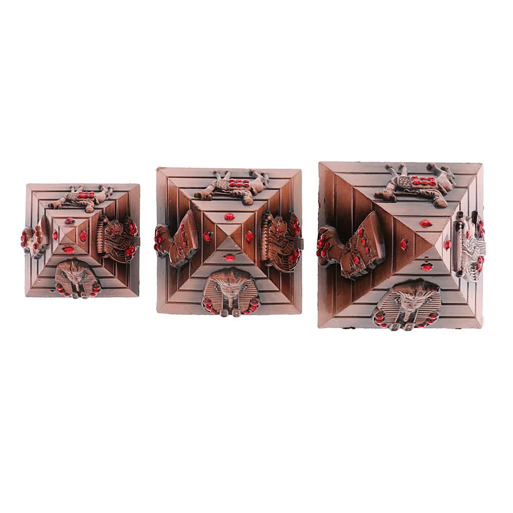 3pcs/set Handwork Metal Pyramid Model Keepsake Urn Craft Copper
