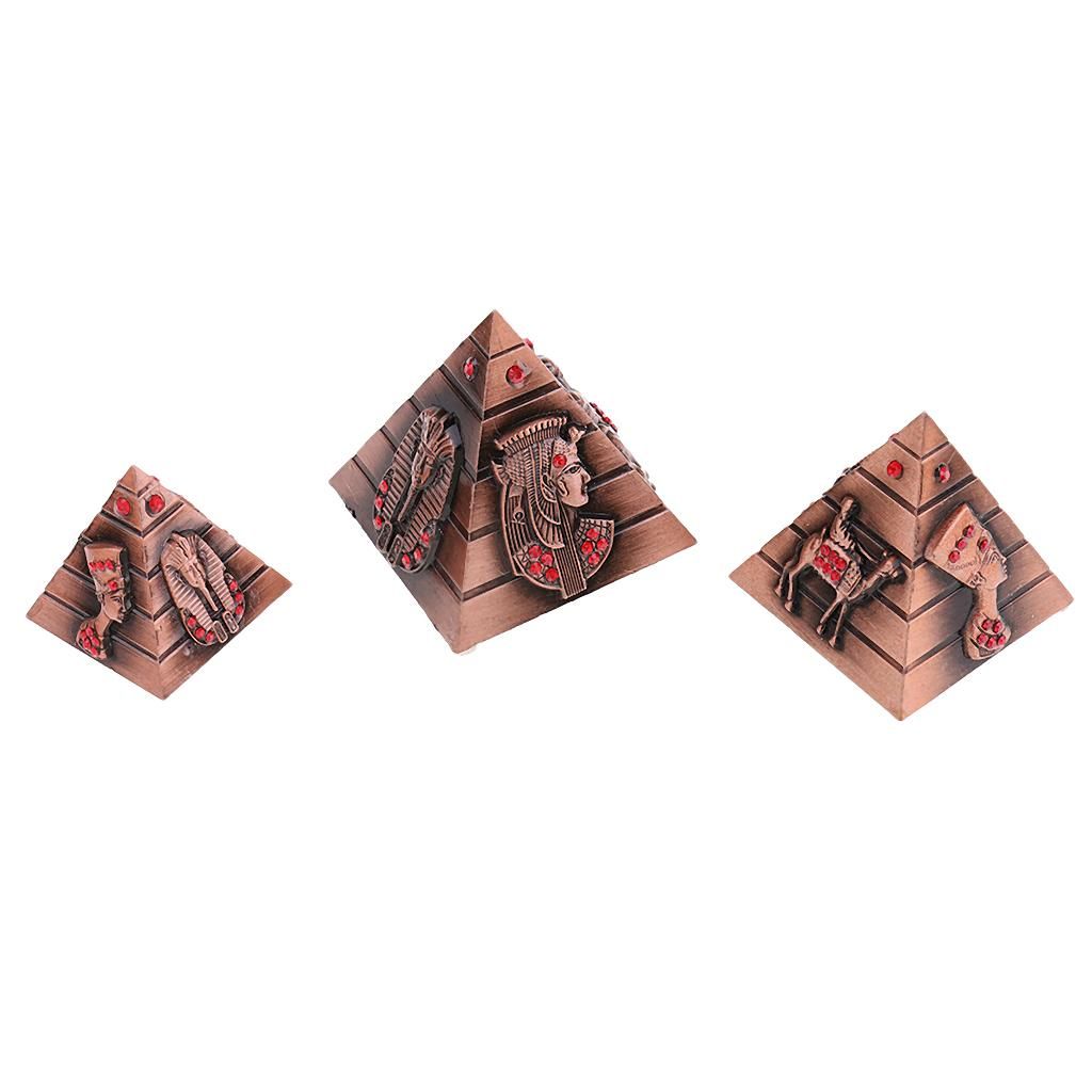 3pcs/set Handwork Metal Pyramid Model Keepsake Urn Craft Copper