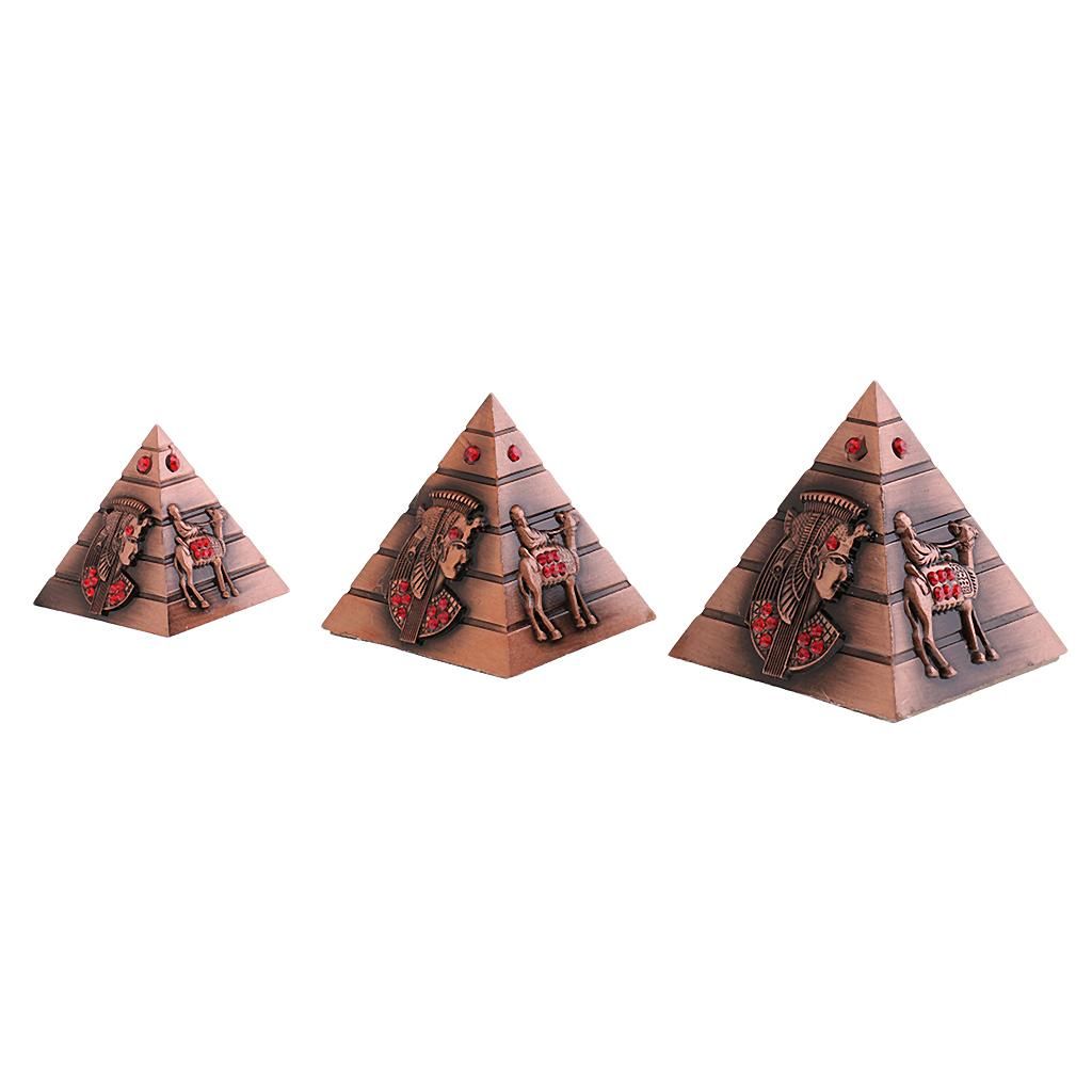 3pcs/set Handwork Metal Pyramid Model Keepsake Urn Craft Copper