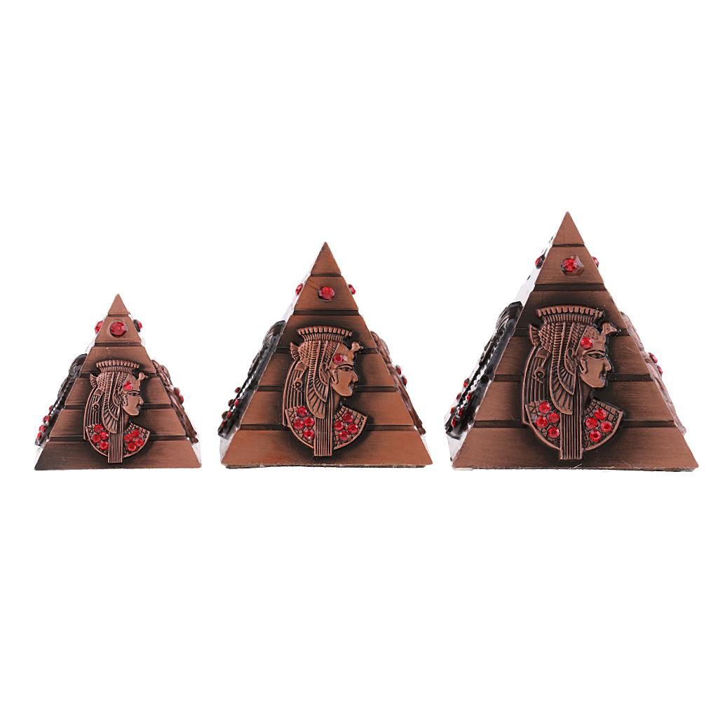 3pcs/set Handwork Metal Pyramid Model Keepsake Urn Craft Copper