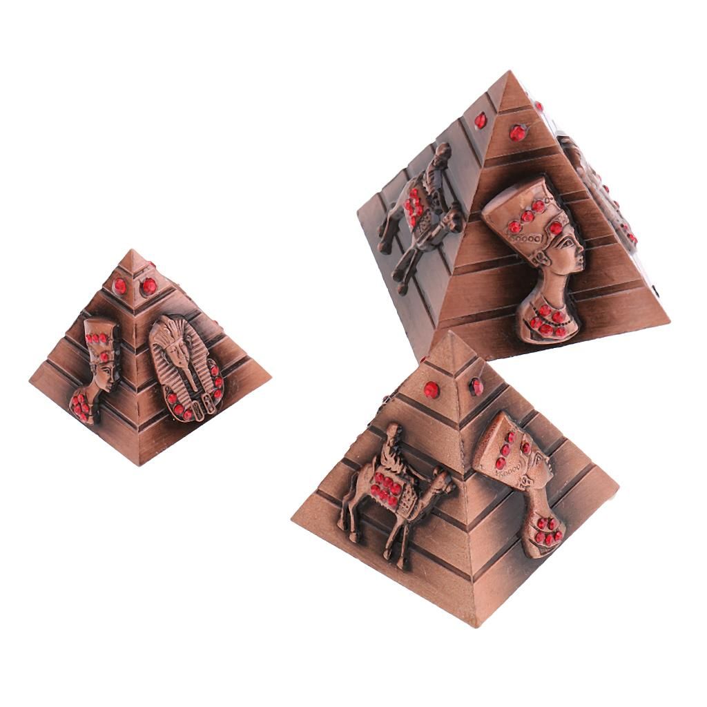3pcs/set Handwork Metal Pyramid Model Keepsake Urn Craft Copper