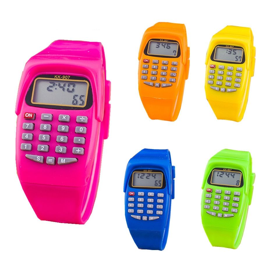 Fashion Calculator Led Digital Watches Children Watches Silicone Band Electronic Wristwatches Kids Mini Portable Calculators BL
