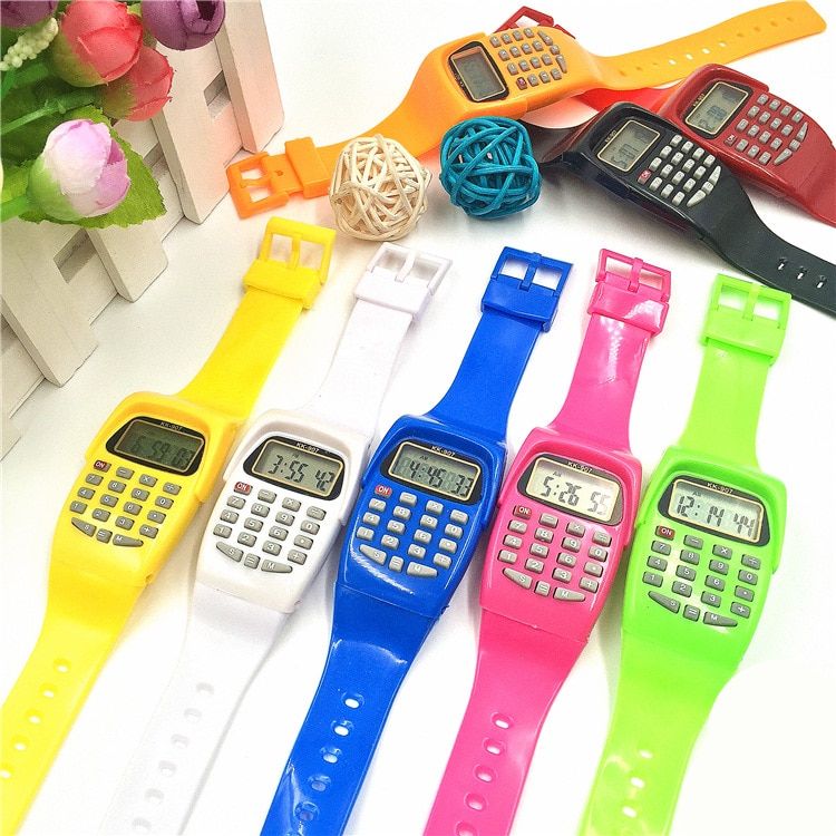 Fashion Calculator Led Digital Watches Children Watches Silicone Band Electronic Wristwatches Kids Mini Portable Calculators BL