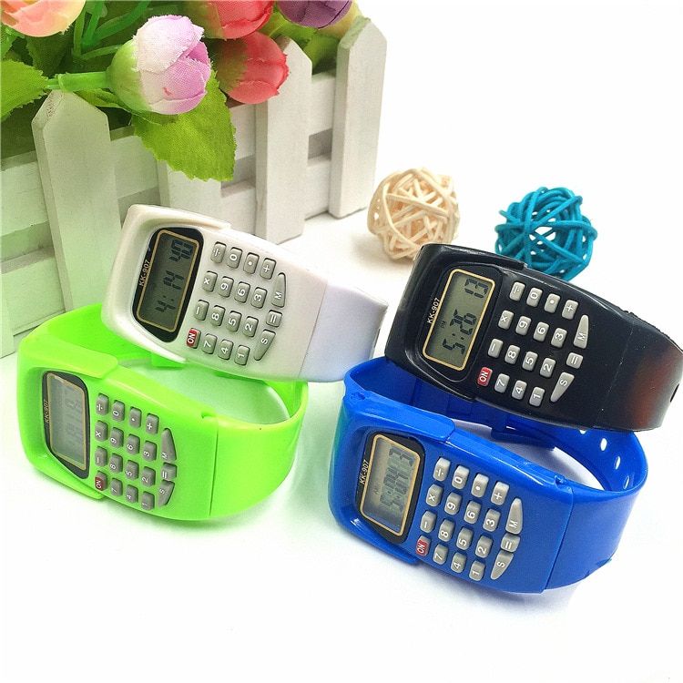 Fashion Calculator Led Digital Watches Children Watches Silicone Band Electronic Wristwatches Kids Mini Portable Calculators BL
