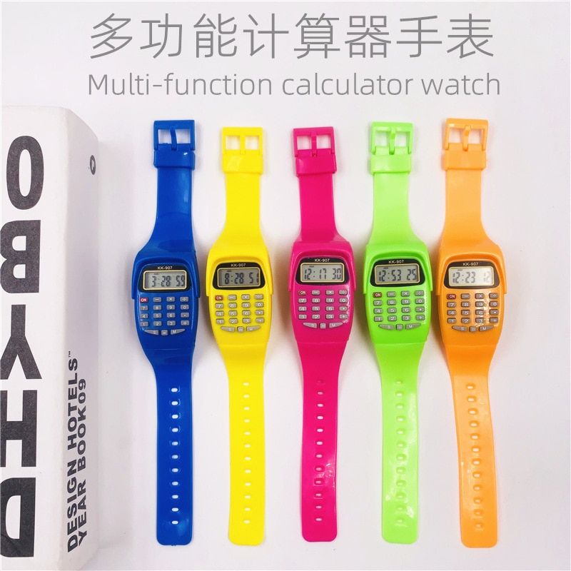 Fashion Calculator Led Digital Watches Children Watches Silicone Band Electronic Wristwatches Kids Mini Portable Calculators BL
