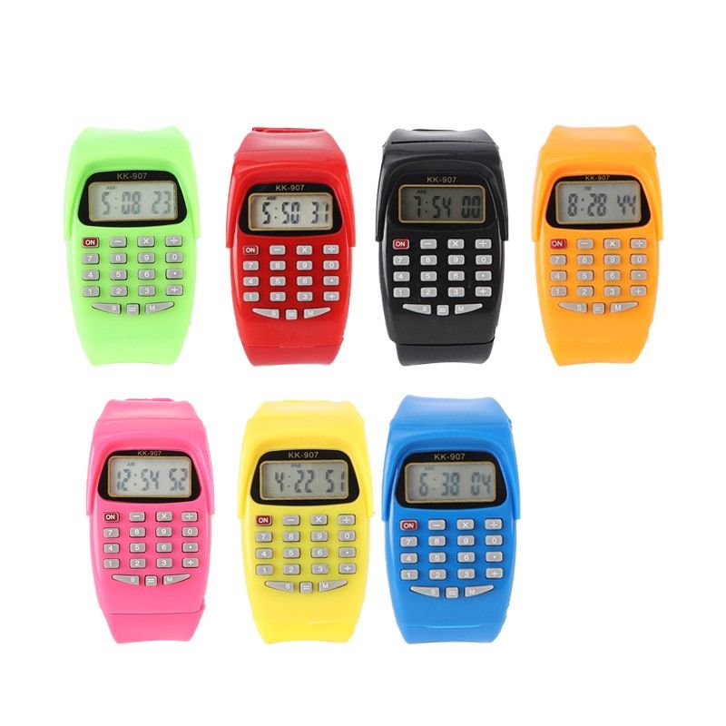 Fashion Calculator Led Digital Watches Children Watches Silicone Band Electronic Wristwatches Kids Mini Portable Calculators BL