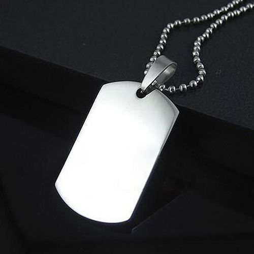 Men\'s Women\'s Punk Fashion 316L Stainless Steel Polished Rectangular Dog Tag Necklace-Black