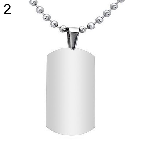 Men\'s Women\'s Punk Fashion 316L Stainless Steel Polished Rectangular Dog Tag Necklace-Black