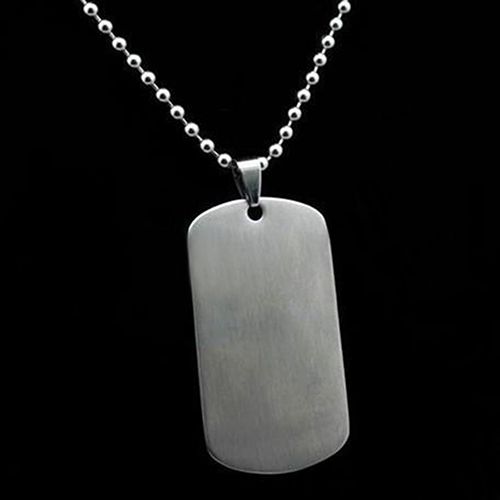 Men\'s Women\'s Punk Fashion 316L Stainless Steel Polished Rectangular Dog Tag Necklace-Black