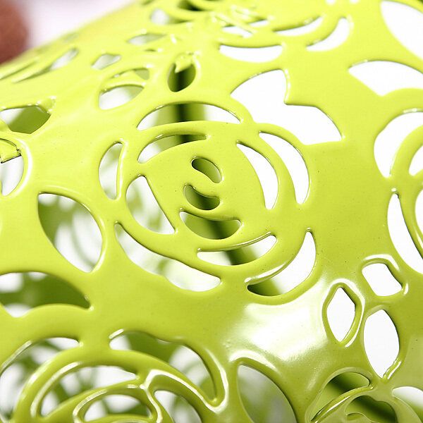 Hollow Rose Flower Pattern Cylinder Pen Pencil Pot Holder Container Organizer Green Green