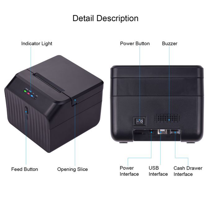 Desktop 58mm Thermal Receipt Printer Wired Barcode Printer