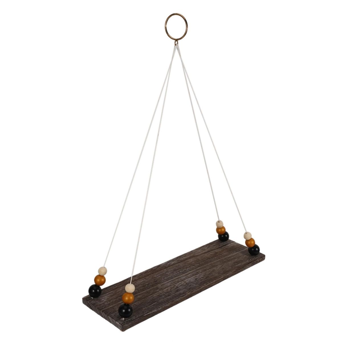 Floating Shelves with String,Nordic Beads Board Wall Hanging Storage Shelf Kids Room Nursery Home Wall Decor L