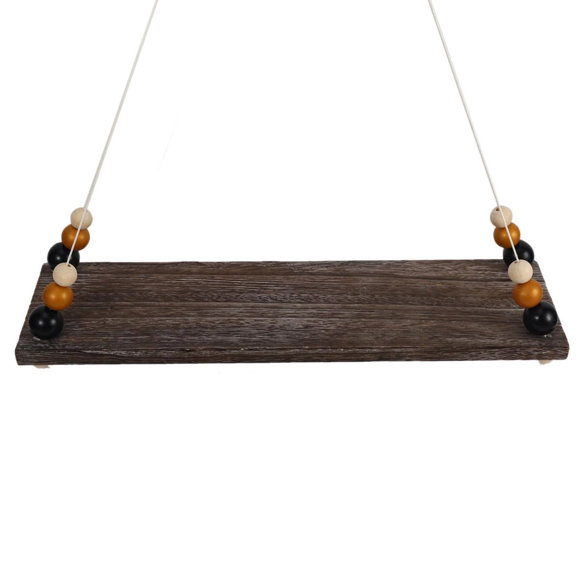 Floating Shelves with String,Nordic Beads Board Wall Hanging Storage Shelf Kids Room Nursery Home Wall Decor L