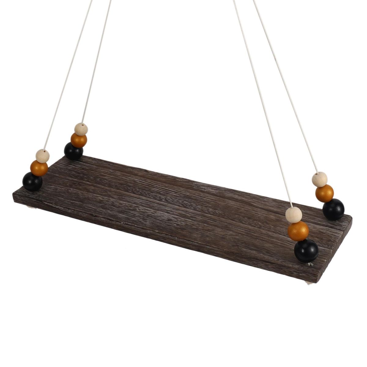 Floating Shelves with String,Nordic Beads Board Wall Hanging Storage Shelf Kids Room Nursery Home Wall Decor L