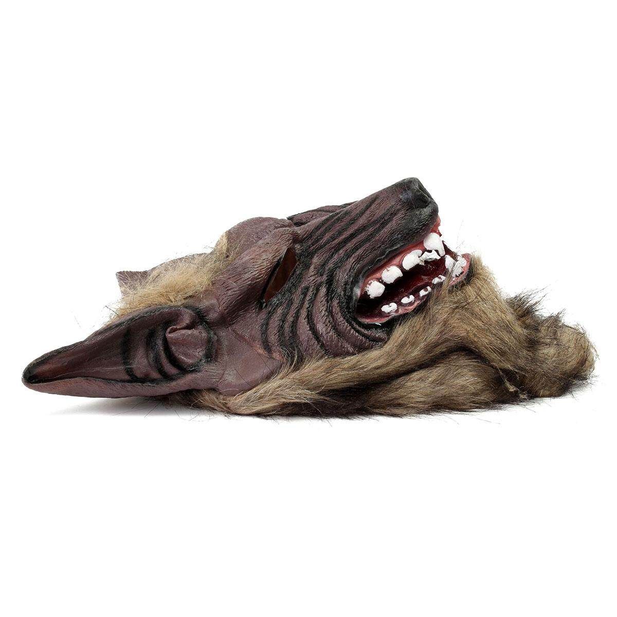 Latex Rubber Wolf Head Hair Werewolf Party Scary Halloween Cosplay Mask