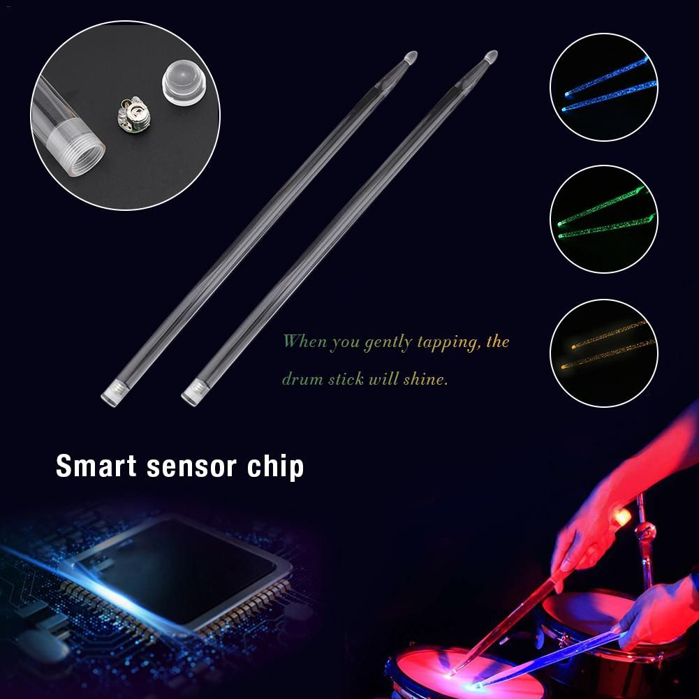5A Acrylic Drum Stick LED Noctilucent Glow In The Dark Stage Performance Lichtgevende Jazz Drumsticks Bags Drum Accessories 4