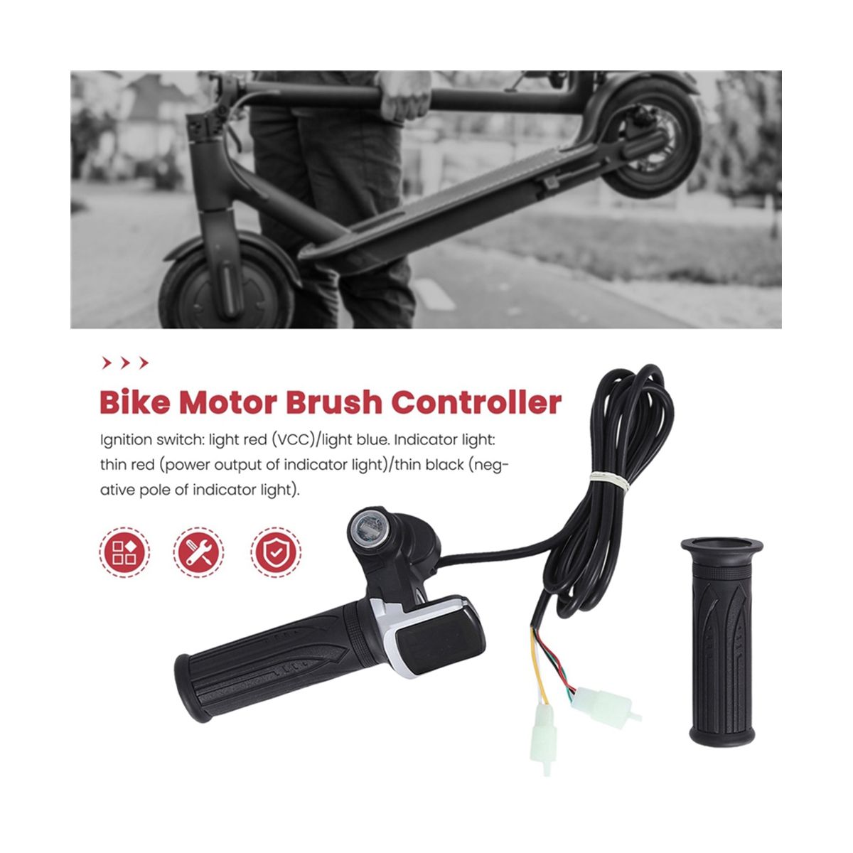 48V 1000W Electric Scooter Brushed Controller Motor+Throttle Twist Grip Kit for Electric Scooter Bicycle E-Bike